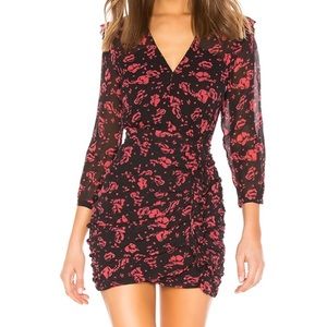 All Saints Black and Red Smocked Dress